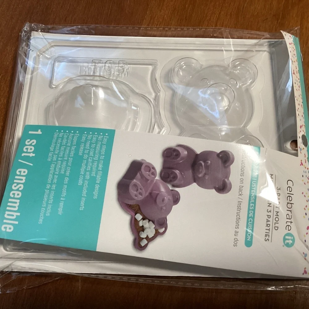 Celebrate It 3-part Mold Bakeware Bear Shape New